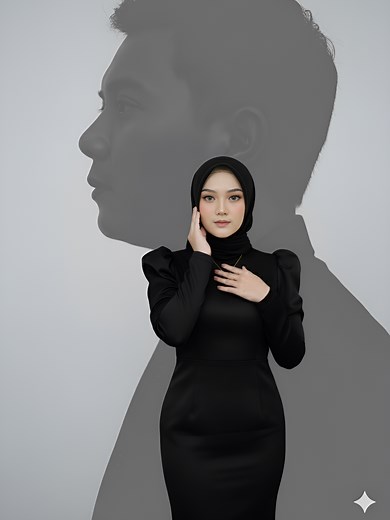 Siluet Romantis Pasangan dalam Foto Studio