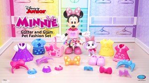 Disney Junior Minnie Mouse Glitter and Glam Pet Fashion Set, 23-piece Doll and Accessories, Kids Toys for Ages 3 Up by Just Play