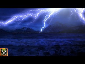Sea Thunderstorm with Sounds of Waves, Loud Lightning Strikes and Strong Thunder Rumble to Sleep