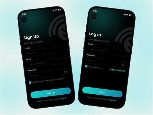 Log in : Sign up - Wallet Mobile App
