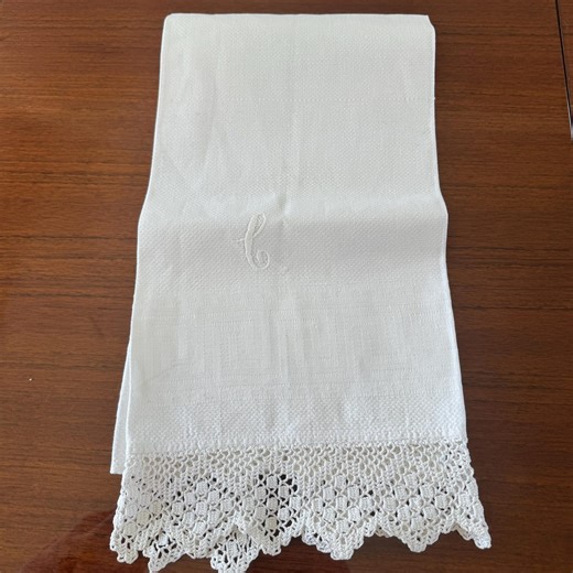 Antique Handmade Linen Towel, Long Handmade Lace 3" Border,victorian Mono C - Etsy
