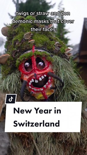 This is how some of the local Swiss farmers celebrate New Year in the Cantons of Appenzell, Switzerland. In a tradition that dates back to at least 1663, local farmers wake up at the crack of dawn dressed as either 'Beautiful', 'Ugly' or 'Beautifully Ugly' versions of 'New Years Clauses' (Silversterchlausen). They march from house to house in single file, before gathering in a circle and singing traditional, improvised and wordless songs. The owners of the house generally join the singing farmer