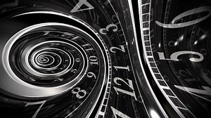 Abstract Time Tunnel Spiral with Moving Clock Numbers