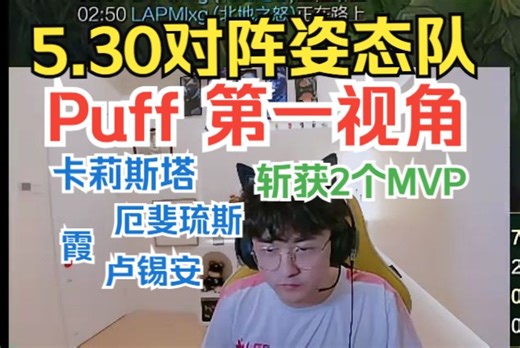 【Puff老头杯第一视角】5.30对阵姿态队Bo5，下路Puff第一视角