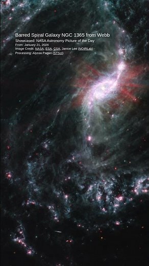 Barred Spiral Galaxy NGC 1365 revealed by Webb's infrared eye #NASA #Space