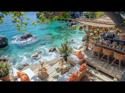 Seaside Jazz Cafe ~ Sweet Bossa Nova Jazz & Ocean Wave Sounds for Stress Relief, Relaxing