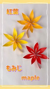 秋の折り紙  簡単  立体  紅葉（もみじ）　#おりがみ #秋 #もみじ | みっつのおりがみ