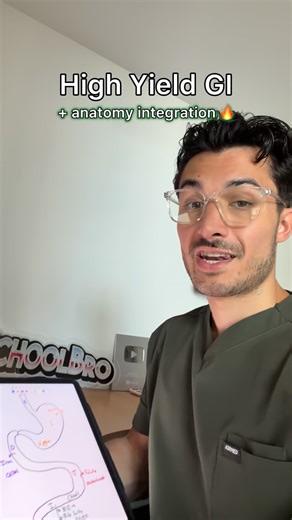 High Yield GI anatomy integration 🔥 Save this for your exams! #medstudent #medschool #medicalschool #medicalstudent #usmle #usmlestep1 #usmlestep2 | Medschoolbro