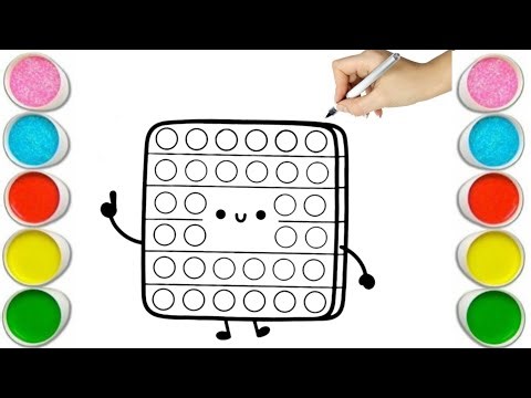 Cute Pop It Drawing & Coloring 🌈 | Easy Pop It Art for Kids | Learn Colors