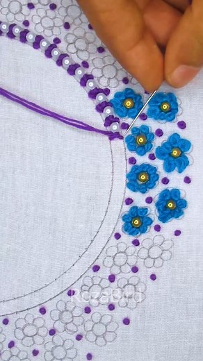 3.3M views · 24K reactions |  DIY Elegant Neckline Embroidery Tutorial with DMC Threads & Pearl! #cute #reels #satisfying #content #diy #reelsfb #support #handembroidery #facebookreels #tutorial #fbreels #neck #embroidery #fbreelsvideo #trending #viral #stitch #everyone #tricks #pearls | RozaBird | Facebook