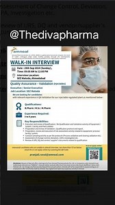WALK-IN Interview for amneal Quality Assurance - Validation (Injectables)Executive/ Senior Executive