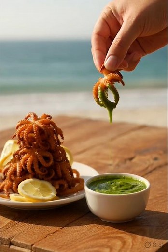 Crispy Tiny Octopus Fry 🐙 | Village Style Octopus Fry with Green Chutney | Seafood ASMR