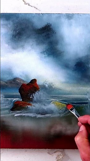 Quick Acrylic Painting | Stormy Coastal Waves #acrylicpainting #paintingtechniques #art
