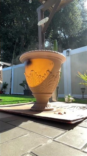 Spray painting my pot planter from Home Depot because I can never find a black one!