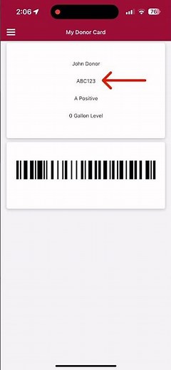 How to view your donor ID, blood type, or gallon level