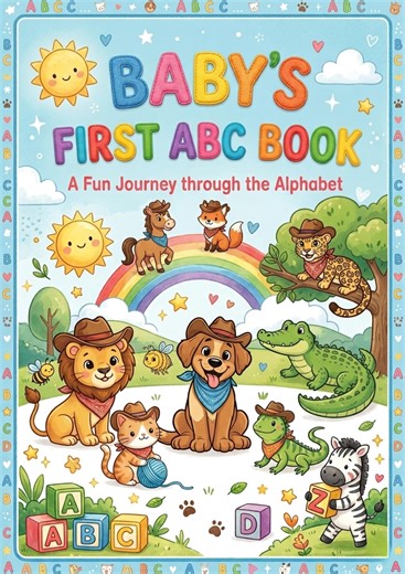 ABC Baby Shower Coloring Book, Educational Animal Alphabet Coloring Pages Activity Game (Digital Download)