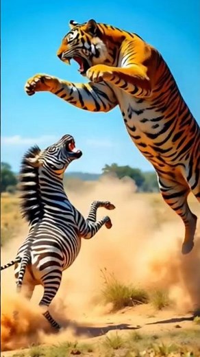 Tiger 🐯 Nay Zebra Ko Bhaga Dia 😳 | Tiger Vs Zebra Fighting Video #wildlife #animals #shorts