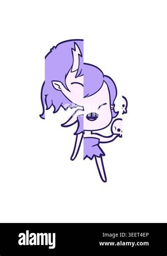 splitting motion animation of cartoon laughing vampire girl with skull Stock Video Footage - Alamy