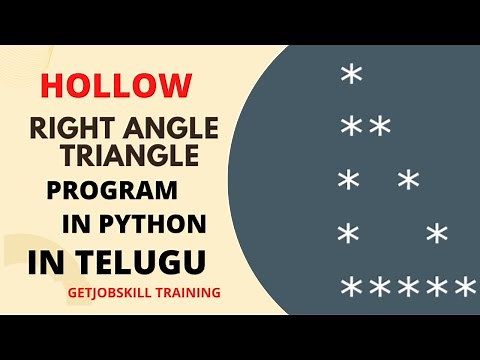 Hollow right angle triangle pattern in python telugu | pattern programs in telugu|get job skill