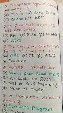 Computer Basics MCQs with answers l Computer Knowledge l Computer Fundamentals #shorts #computer #ca