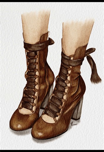 Procreate Digital Watercolor Leather Shoe Art
