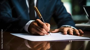 Solidifying Business Obligations: The Symbolism of Signing a Contract. Concept Legal Agreements, Business Partnerships, Financial Commitments, Ethical Responsibilities, Contract Significance