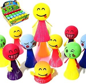 PROLOSO Jumping Popper Colorful Spring Launchers Bouncy Toy Balls 24 Pcs