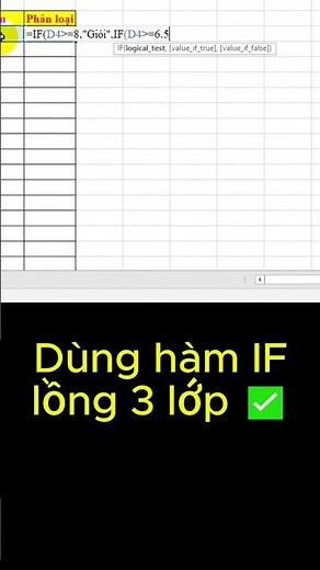 Cách dùng hàm IF lồng nhau để phân loại điểm số cực chuẩn! ✍️📊