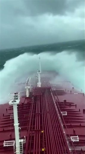 Massive Waves Nearly Sink Container Ship #maritime #storm #survival