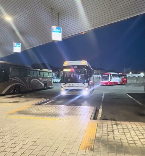 부산 노포동 터미널 인천행 13번 승차홈으로들어오는 삼화고속 버스 영상