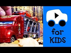 Toy Truck Hauler for Kids Transporting Cars in the Forest