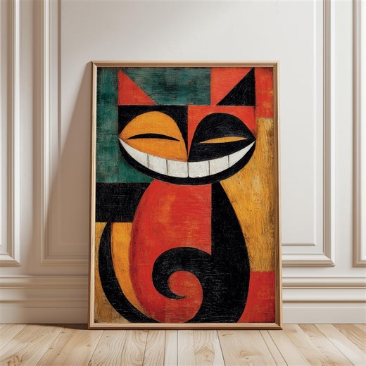 Abstract Cat Printable Art, Cubist Animal Illustration, Colorful Digital Download - Etsy