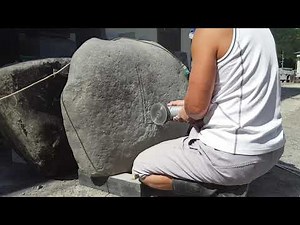 はめ込み石の穴あけ