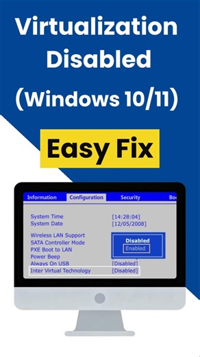 Fix Virtualization Disabled (Windows 10/11) #shorts