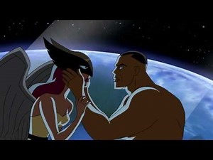 Hawkgirl and Green Lantern kiss