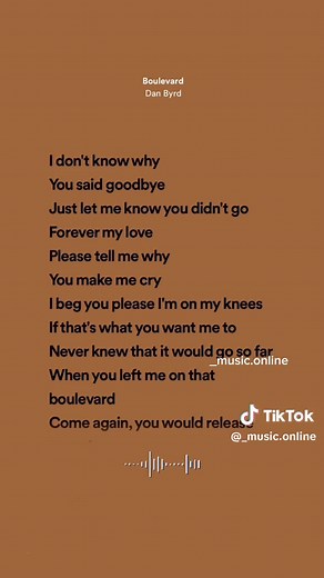 Boulevard: Dan Byrd Karaoke and Lyrics
