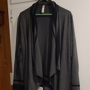 Women Black Striped Cozy Gray Open Cardigan