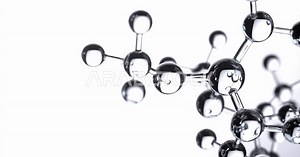 Circular movement of glass atoms and crystals, model of a molecule, biology, biochemistry, white background - Video