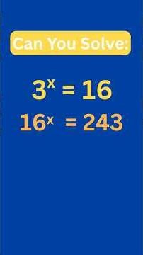 Can you Solve this Exponent problem with logarithms? #mathshorts