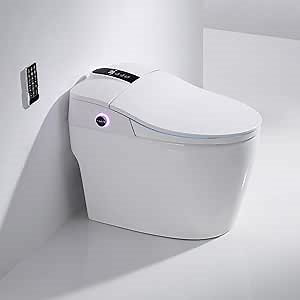 Smart Toilet One Piece Toilet with Heated Seat, Modern Smart Bidet Toilet Auto Flush, Warm Water and Dry, Multi Function Remote Control (Model D)