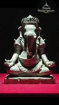 A Khmer-era Ganesha statue with a beautiful jade-like patina.