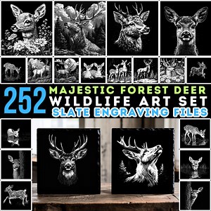 Slate Engraving Files Majestic Forest Deer Wildlife Art Set Bundle for Coasters | Rustic Woodland Animal Decor | Instant Download Commercial - Etsy