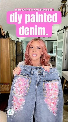 Painted Wide Leg Jeans DIY Tutorial I Designer Denim👖🎨 #fashiontrends
