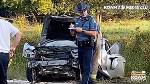 Car runs stop sign, striking semi-truck which then overturns near Carthage. Missouri State Highway Patrol MSgt B. Helms tells us the Sarcoxie teen driver of the passenger car was ejected out the driver side door. | Joplin News First
