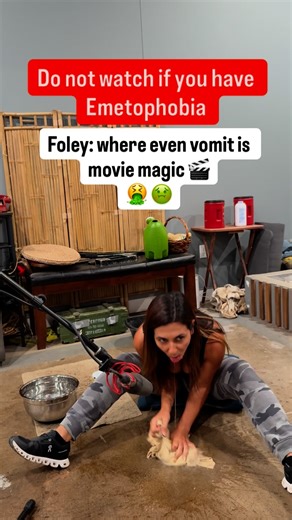 ReelFoleySound-Sanaa Kelley on Instagram: "Today’s Foley gig: making fake puke sound real 🤢🎬 Who knew throwing up could pay the bills? 😂 #foleylife #Foley #FoleyArtist #FoleyLife #SoundDesign #FilmSound #AnimationSound #BehindTheScenes #MovieMagic #SoundEffects #StudioLife #SoundForFilm #SoundForAnimation #ReelFoleySound"