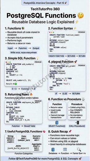 PostgreSQL Functions for Beginners #shorts #techtutorpro360