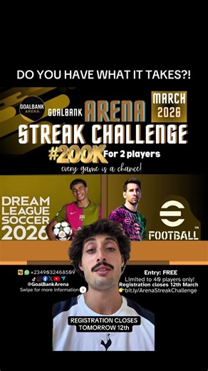 Final Day to Register for the GoalBank Arena Streak Challenge