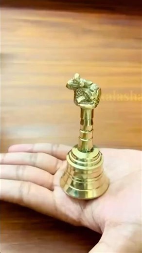 Brass Pooja Bell– 9.8 cm# #brassbell PoojaEssentials #BrassDecor #SpiritualVibes #HandcraftedIndia