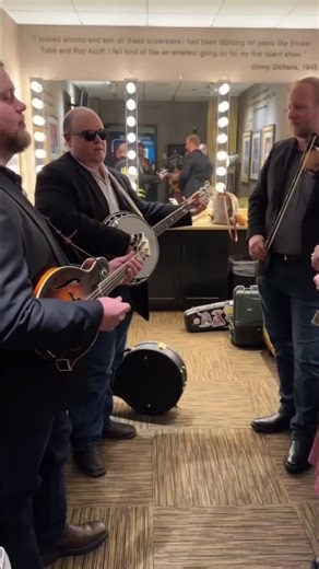 Here's a little "Traveling the Highway Home" from the dressing room at the Grand Ole Opry! Shout-out to our buddy Stephen Burwell tearing it up on the fiddle as always! It meant the world to have him there with us for our Opry Debut!!! @stephen_burwell_music #opry100 #oprydebut #bluegrass #gospel #jam | Heather Berry Mabe