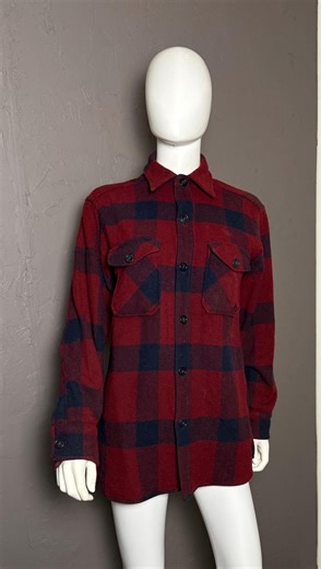 Vintage 1950's-60's Plaid Wool Heavyweight Shirt From Woolrich - Etsy